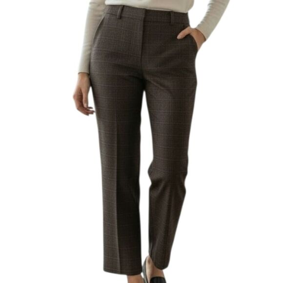 Ninety Pants - Ninety Brand Brown Plaid Dress Pants